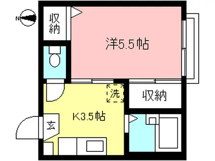 メゾン・ジュネス(1K/1階)の間取り写真