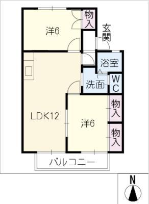 グランドール愛(2LDK/2階)の間取り写真