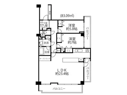パーク・ハイム駒沢大学(2LDK/2階)の間取り写真