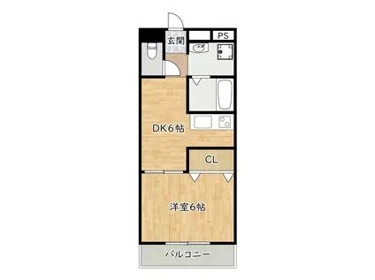 グローリーハイツ山本II(1DK/6階)の間取り写真