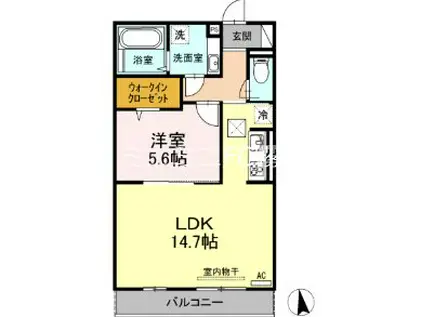 イーストヴィレッジ野口(1LDK/1階)の間取り写真