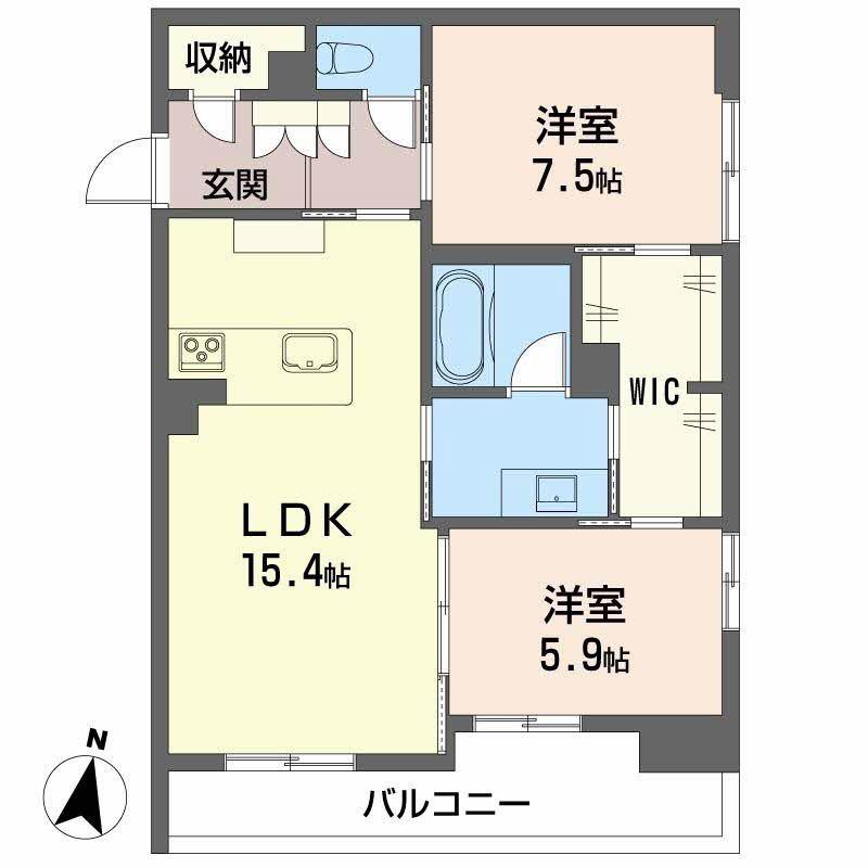 LUANA KAMISUGI(2LDK/3階)の間取り写真