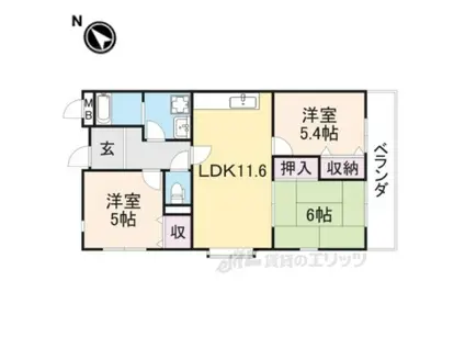 COLLECTION伊丹(3LDK/3階)の間取り写真