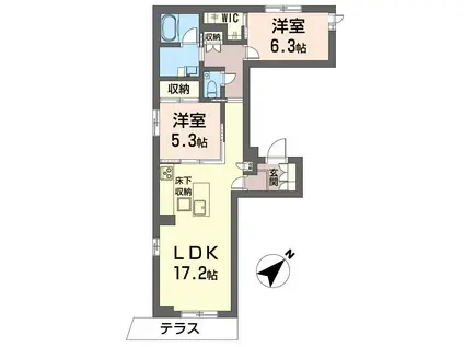 カッシーナ 大井(2LDK/1階)の間取り写真