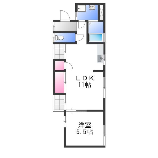 ブリスフル深井北町(1LDK/2階)の間取り写真