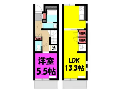 REN (1LDK/1階)の間取り写真