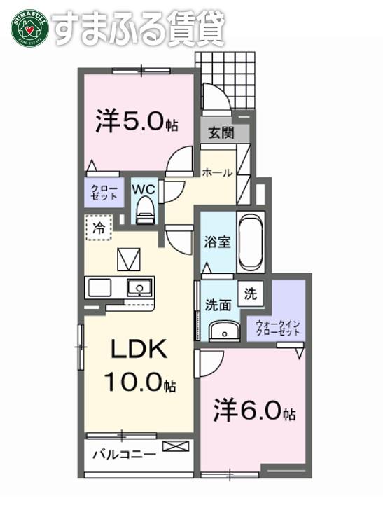 ペルラ ルーチェB(2LDK/1階)の間取り写真