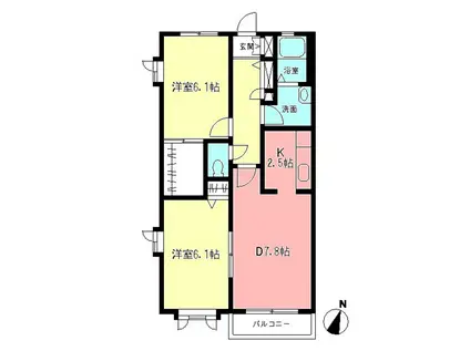 ネッスルTM(2LDK/2階)の間取り写真