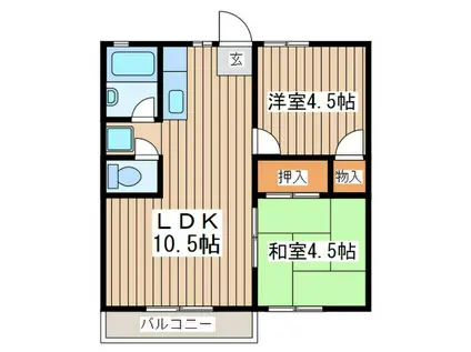 コーポ平和(2LDK/2階)の間取り写真