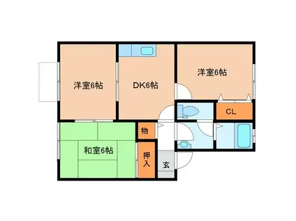旭ガーデンプレイス 弐番館(3DK/2階)の間取り写真