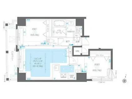 ZOOM白金台 ズーム白金台(2LDK/11階)の間取り写真