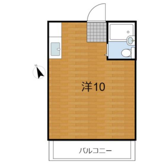 クルベットII(ワンルーム/1階)の間取り写真
