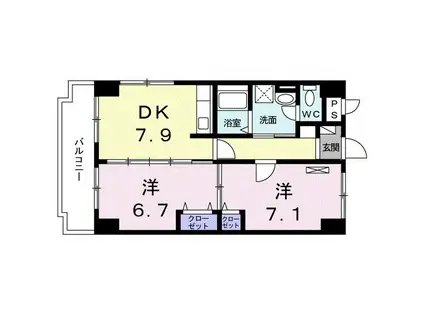 ビクトリーヒルズ(2DK/1階)の間取り写真