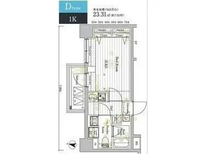 MAXIV横浜吉野町サウス(1K/7階)の間取り写真