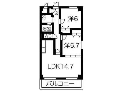 フレンドハイツ城ヶ根(2LDK/1階)の間取り写真