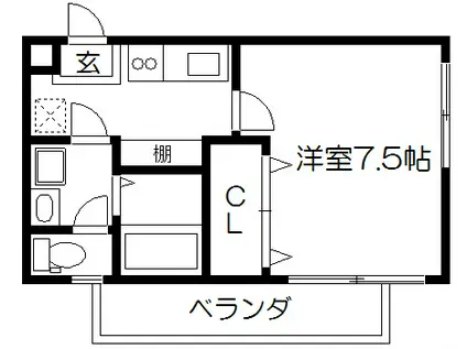 ネストル(1K/1階)の間取り写真