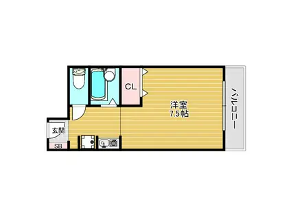 前羽ビル(1K/4階)の間取り写真