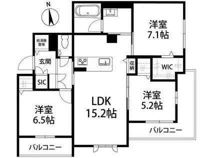 ポルターナI(3LDK/3階)の間取り写真