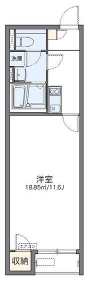 レオネクストアイリス倉富(1K/1階)の間取り写真
