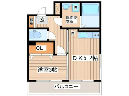 クレール(1DK/1階)の間取り写真