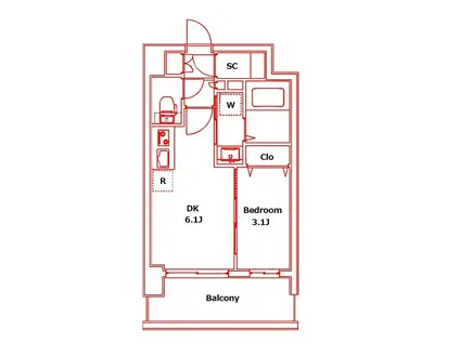 エスティメゾン川崎ウエスト(1DK/5階)の間取り写真