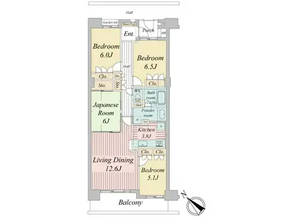 ルネベイグランデ門前仲町(4LDK/3階)の間取り写真