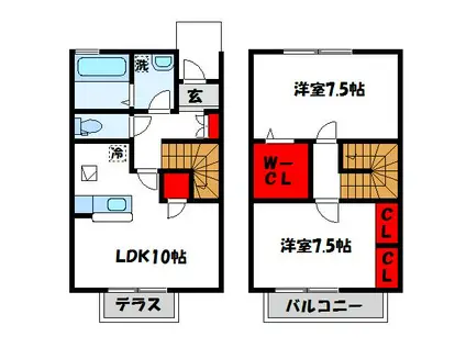 ウィルコートMINATO(2LDK/1階)の間取り写真