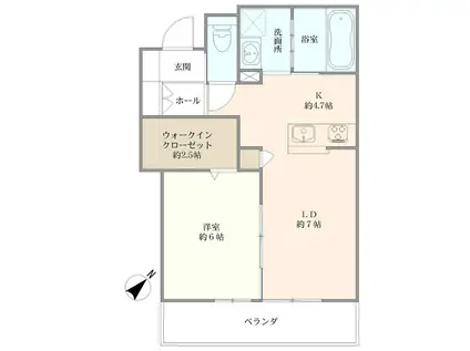 ヘーベルVILLAGE横須賀うみかぜ公園(1LDK/2階)の間取り写真