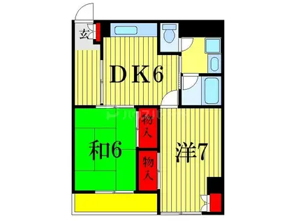 ヴォワール国府台(2DK/5階)の間取り写真