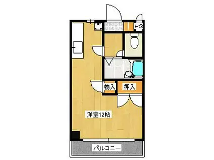 サンライズヒル(ワンルーム/2階)の間取り写真