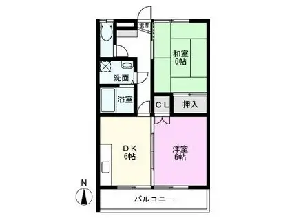 プリマベーラ(2DK/1階)の間取り写真