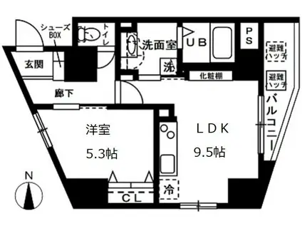オーヴェルク‐II(1LDK/10階)の間取り写真