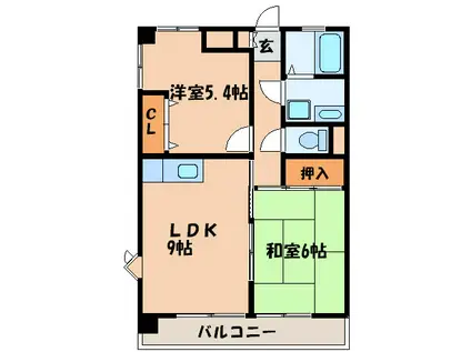 リフレクト筒井(2LDK/2階)の間取り写真