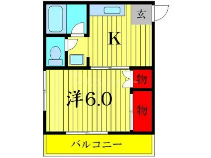 コーポミナミ(1K/2階)の間取り写真