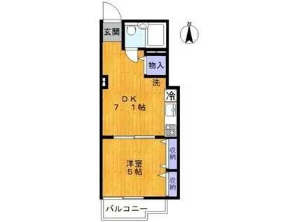 ハピネス(1DK/1階)の間取り写真