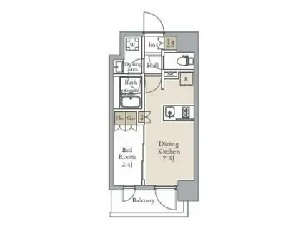 グランカーサ三ノ輪II(1DK/2階)の間取り写真