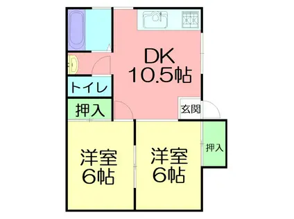 柏木ハイツ(2DK/2階)の間取り写真