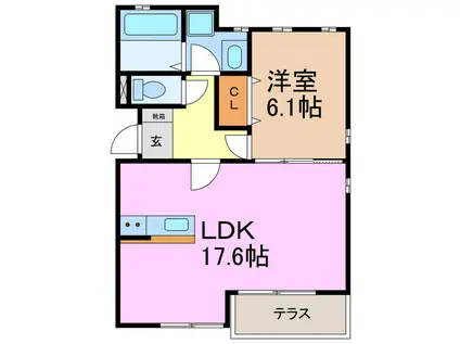 ネスト諸の木(1LDK/1階)の間取り写真