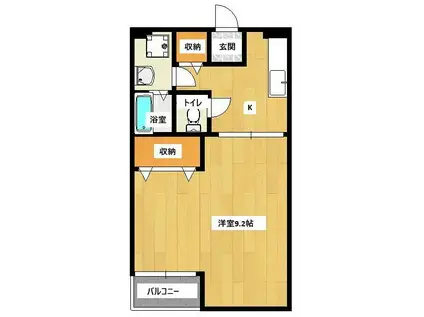 ルミエール豊岡II(1K/2階)の間取り写真