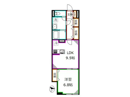 グランエス(1LDK/1階)の間取り写真