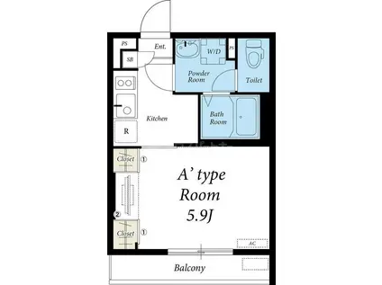 リブリ・TREE EARTH(1K/2階)の間取り写真