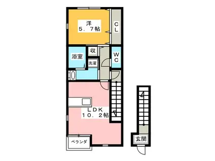 デイブレイク三和(1LDK/2階)の間取り写真