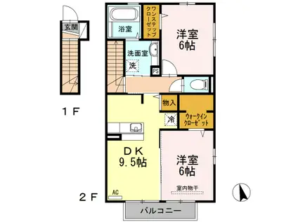 パストラル A(2DK/2階)の間取り写真