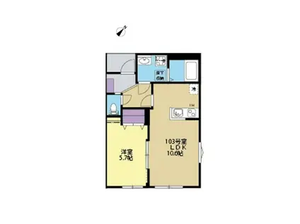 ソラーレ横浜反町(1LDK/1階)の間取り写真