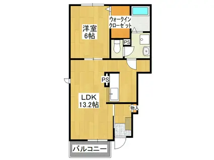 トップ・ヒルズC(1LDK/1階)の間取り写真