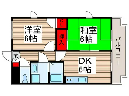 YHハイツ(2DK/2階)の間取り写真