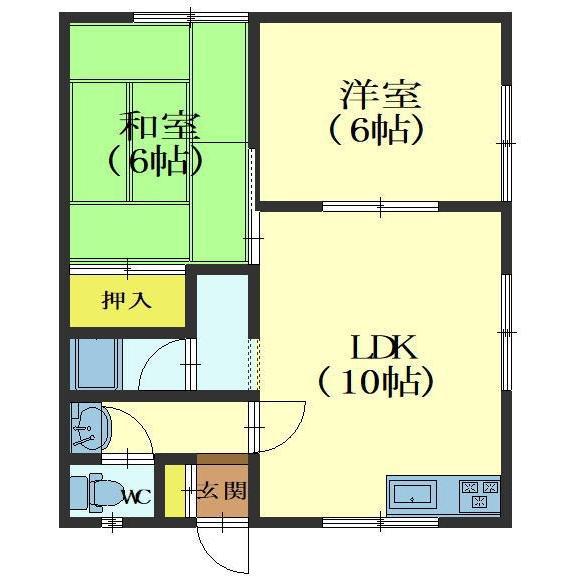 コーポ花園NO.3(2LDK/1階)の間取り写真