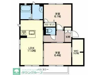 アルカンシエル(2LDK/3階)の間取り写真