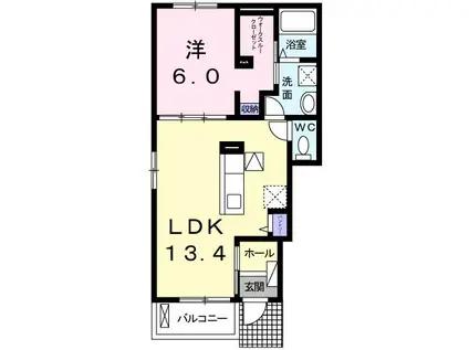 グラシオッソ(1LDK/1階)の間取り写真