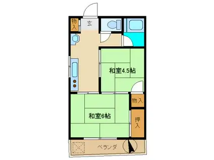 東洋ハイツ(2K/1階)の間取り写真